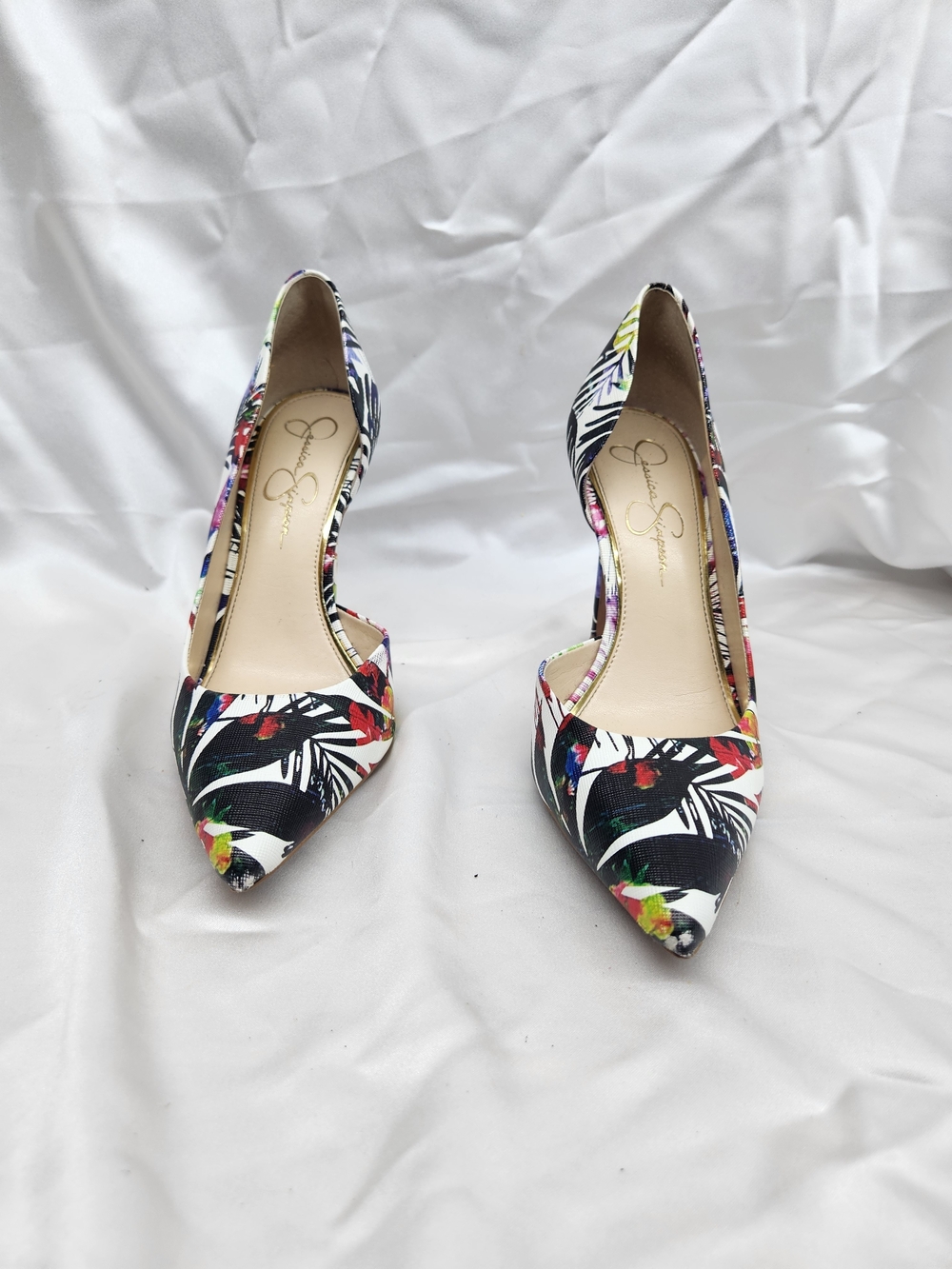 Jessica Simpson Black Multi Tropical D'Orsay Pointed Heels